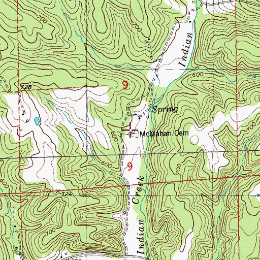 Topographic Map of McMahan Cemetery, MO