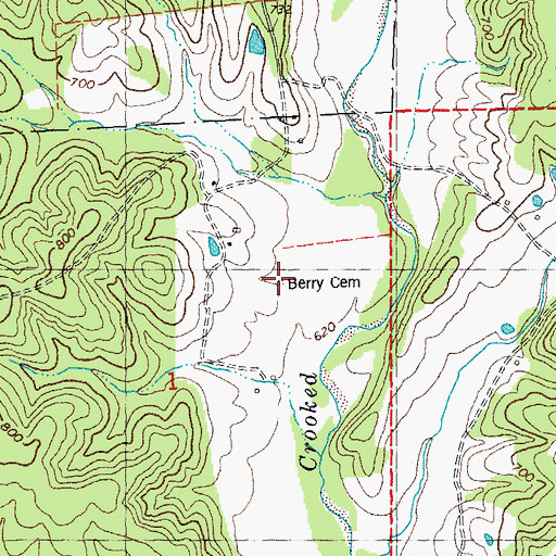 Topographic Map of Berry Cemetery, MO