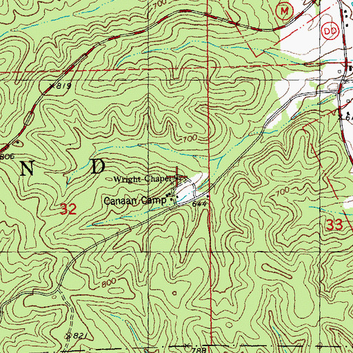Topographic Map of Wright Chapel, MO