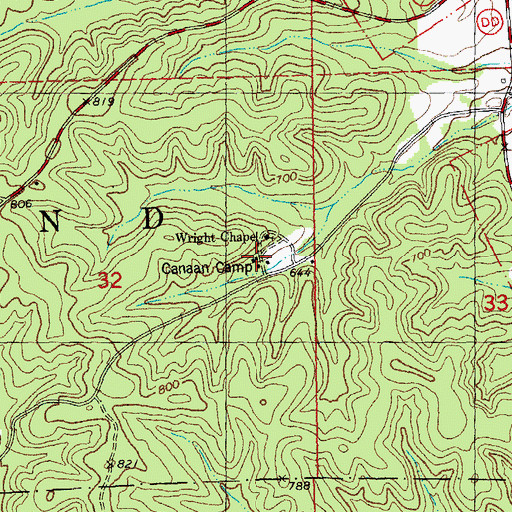Topographic Map of Canaan Camp, MO