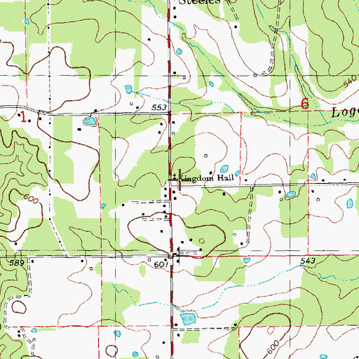 Topographic Map of Kingdom Hall, MO