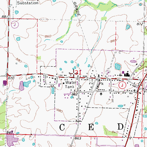 Topographic Map of Ellerslie (historical), MO