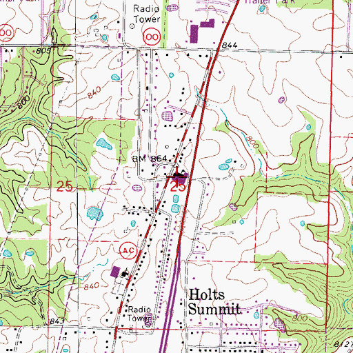 Topographic Map of North Elementary School, MO