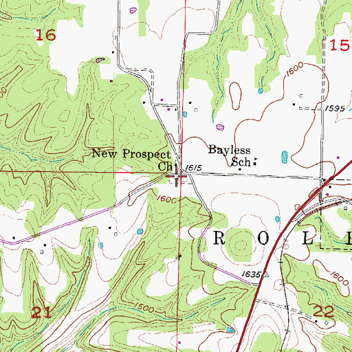 Topographic Map of Bayless Cemetery, AR