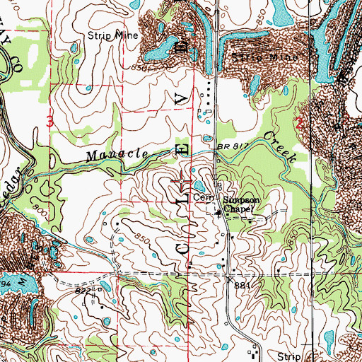 Topographic Map of Manacle Chapel, MO