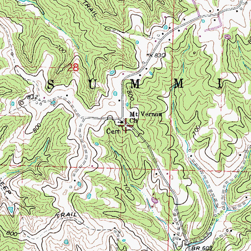 Topographic Map of Mount Vernon Cemetery, MO