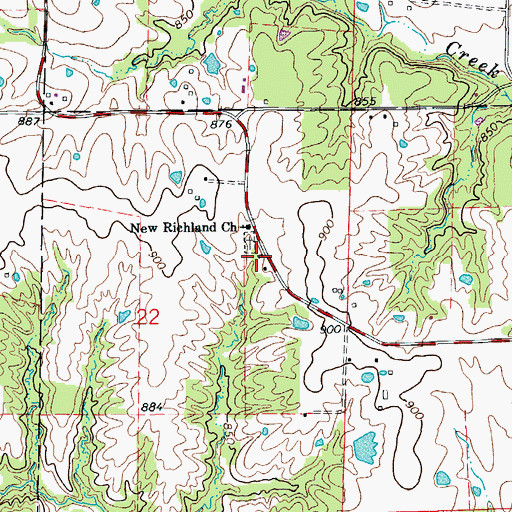Topographic Map of New Richland School (historical), MO