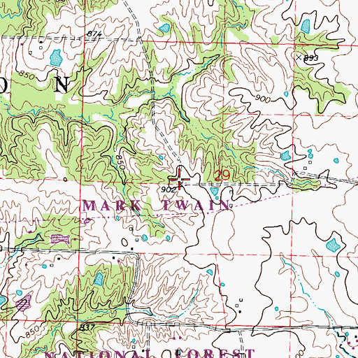 Topographic Map of Red Brush School (historical), MO