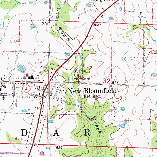 Topographic Map of Saint Paul Cemetery, MO