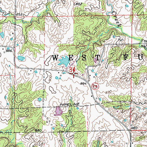 Topographic Map of Sunrise School (historical), MO