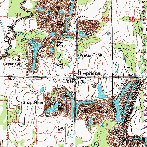 Topographic Map of Stephens Store (historical), MO