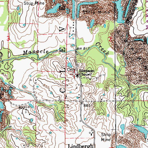 Topographic Map of Simpson Cemetery, MO