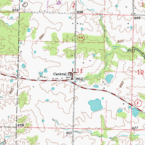 Topographic Map of Central School (historical), MO