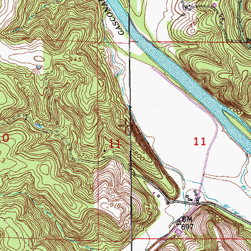 Topographic Map of Bryant Bluff, MO