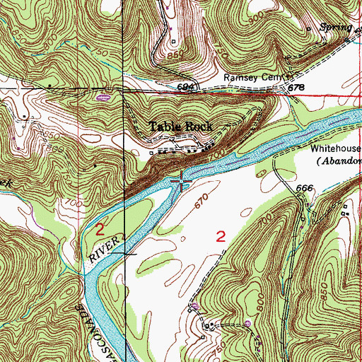 Topographic Map of Whitehouse Ferry (historical), MO