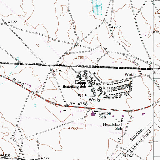 Topographic Map of Leupp Boarding School, AZ