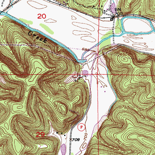 Topographic Map of Knotwell School (historical), MO