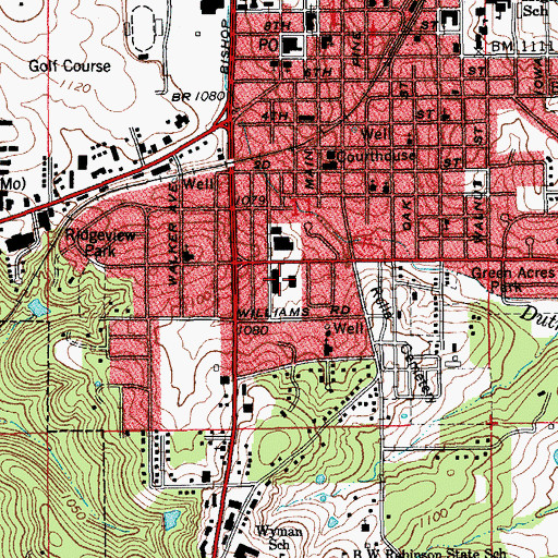 Topographic Map of Russell Brothers Circus (historical), MO