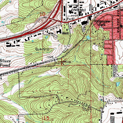 Topographic Map of Missouri School of Mines Mine, MO