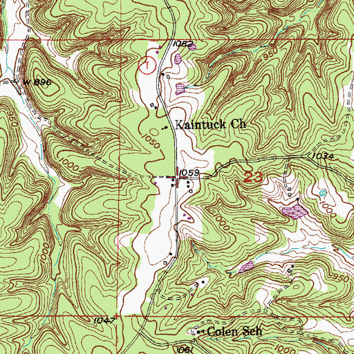 Topographic Map of Vessie, MO