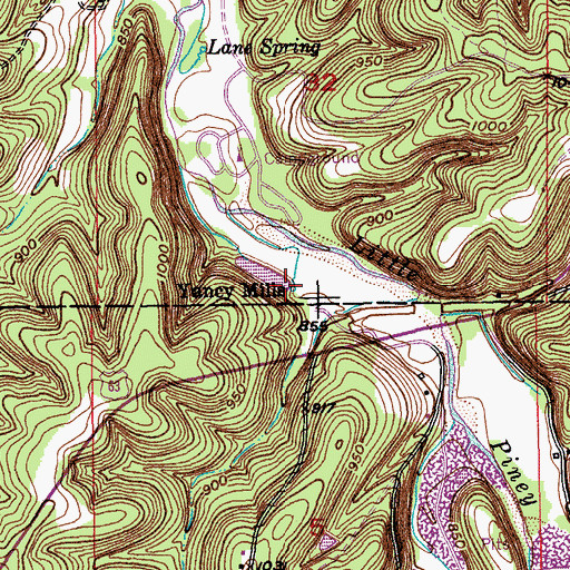 Topographic Map of Yancy Spring, MO