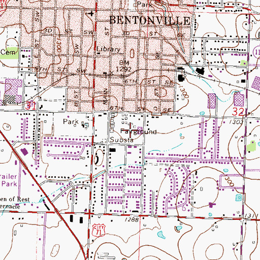 Topographic Map of Benton County Fairgrounds, AR