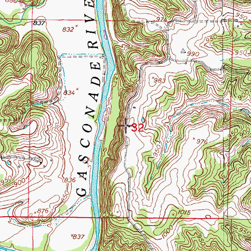 Topographic Map of Cedar Grove School (historical), MO