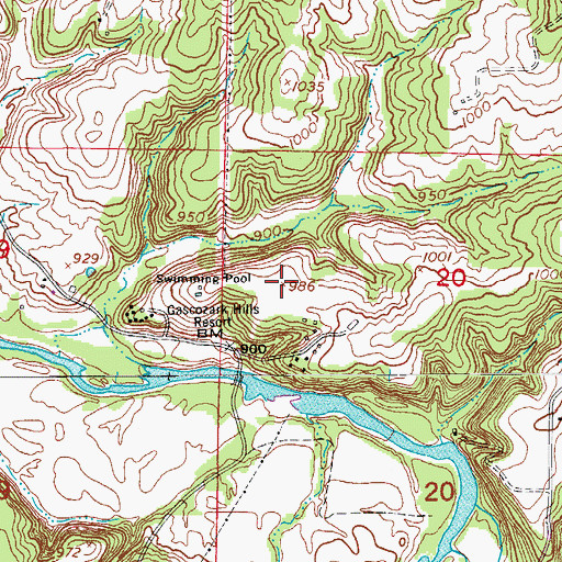 Topographic Map of Gascozark Hereford Ranch, MO