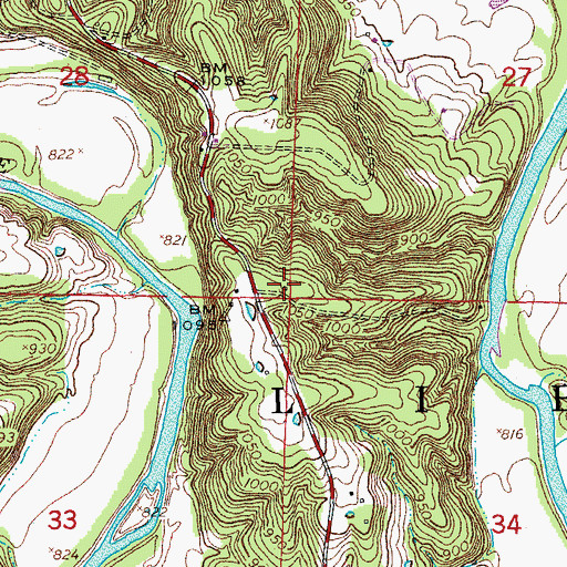 Topographic Map of Buzzard Roost School (historical), MO