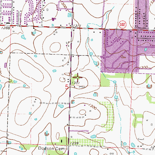 Topographic Map of Bentonville High School, AR