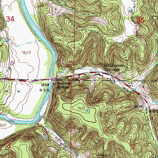 Topographic Map of Evans Place, MO