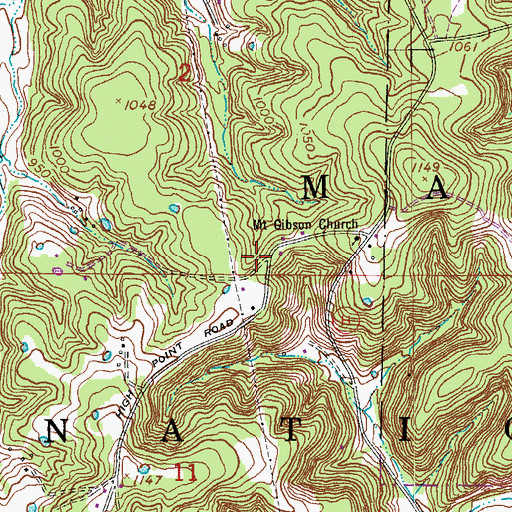 Topographic Map of Mount Gibson School (historical), MO