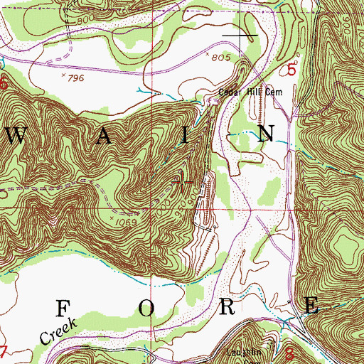 Topographic Map of Cedar Hill School (historical), MO
