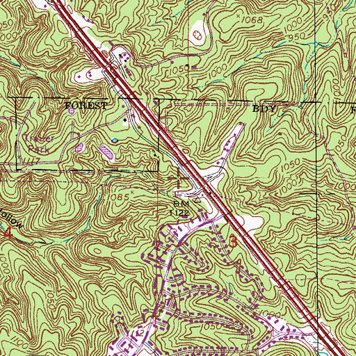 Topographic Map of Wildwood, MO