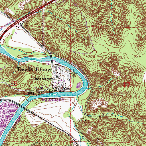 Topographic Map of Hiawatha Lodge (historical), MO