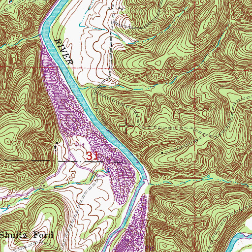 Topographic Map of Maze School (historical), MO