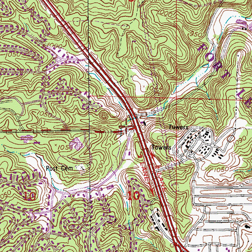 Topographic Map of Dry Creek School (historical), MO