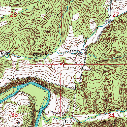 Topographic Map of Belle Fonte School (historical), MO