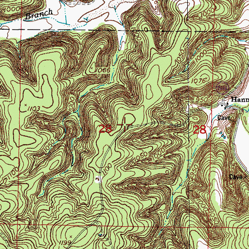 Topographic Map of Cave Spring School (historical), MO