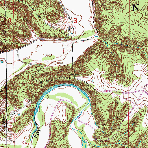 Topographic Map of Devils Backbone, MO