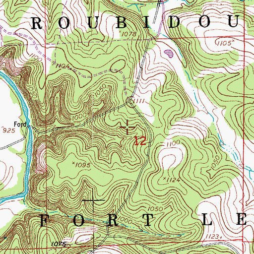 Topographic Map of Dundas School (historical), MO