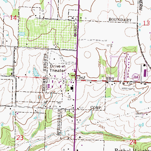 Topographic Map of Bethel School (historical), AR