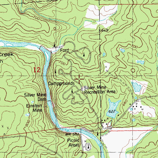 Topographic Map of Silver Mine Recreation Area, MO