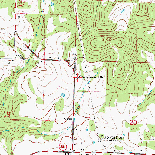 Topographic Map of Carr School, MO