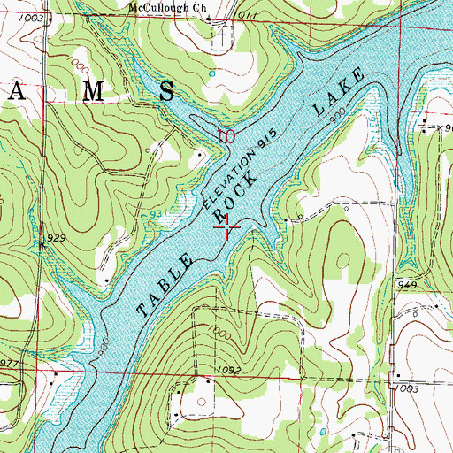 Topographic Map of Lawrence Ford (historical), MO