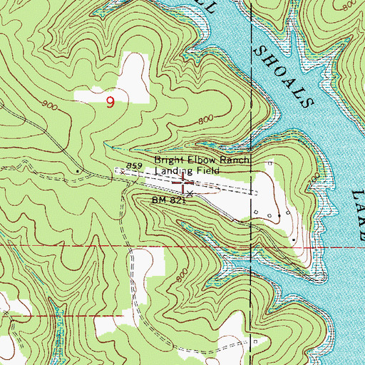 Topographic Map of Bright Elbow Ranch Landing Field (historical), MO