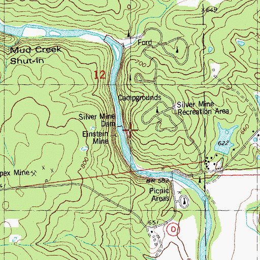 Topographic Map of Silver Mine Trail, MO