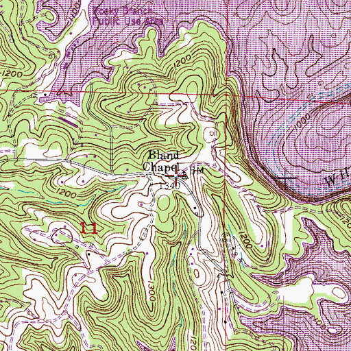 Topographic Map of Bland, AR