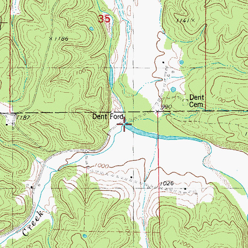 Topographic Map of Whitaker Creek, MO