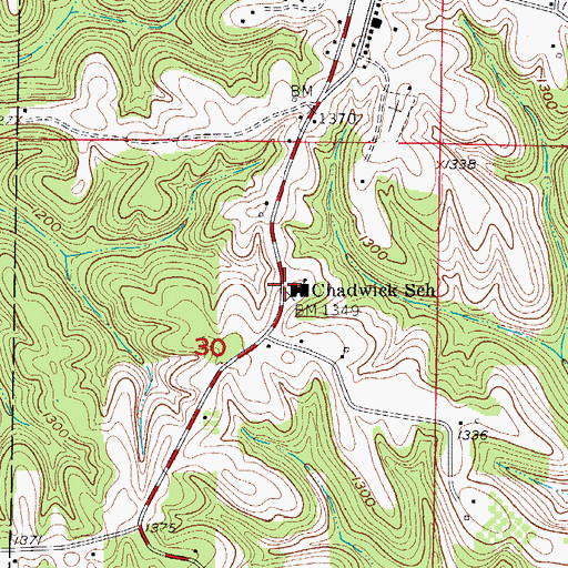 Topographic Map of Chadwick High School, MO